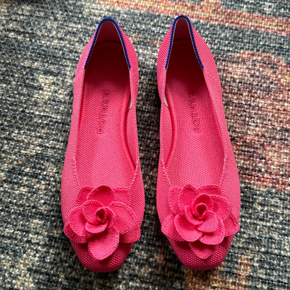 Rothy’s soirée pink flats size 6 - worn once